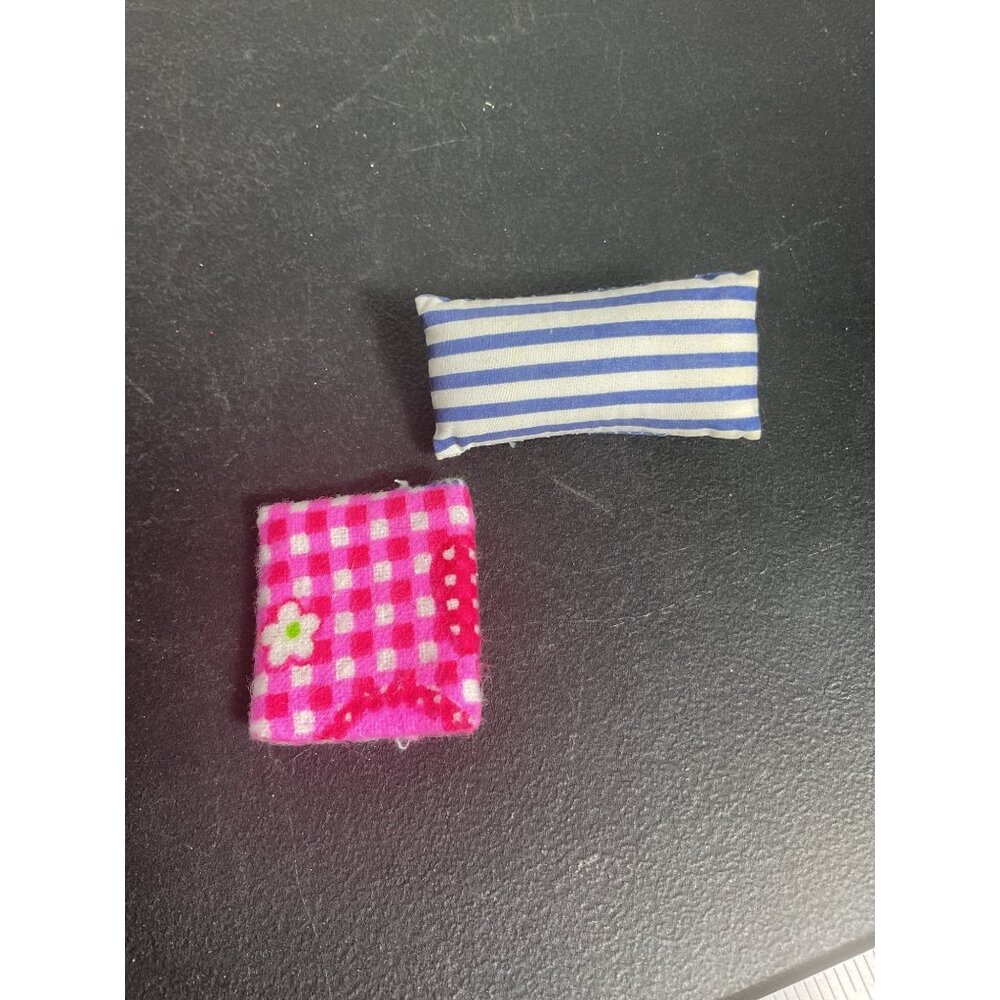 Mini Handmade Fabric Doll House Pillows With Striped & Checkered Patterns